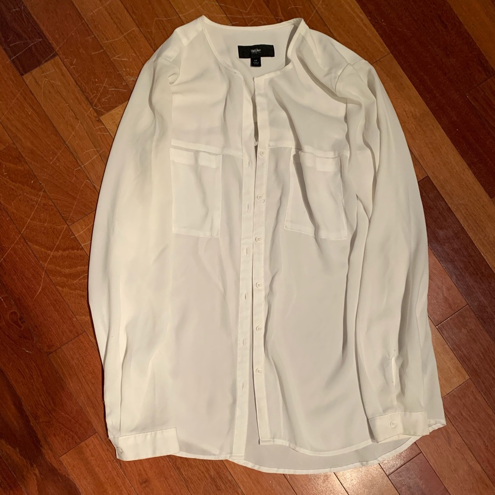 White satin button down